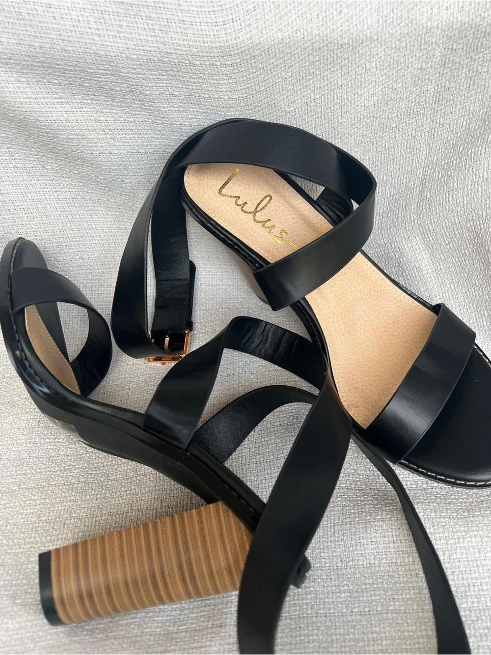 Lulus Black Strappy Block Heel Sandals with Wrap Ankle